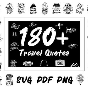 SVG PNG Travel Quotes Print Cutting Hand Lettering Bundle PDF, Saying Digital Poster Print Silhouette Clipart Svg File for cricut Gift