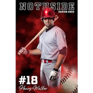 Baseball Digital Print Banner Poster | Senior Baseball Sports Templates | Easy to Edit | Instant Download I Photoshop Collage Template