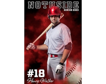 Baseball Digital Print Banner Poster | Senior Baseball Sports Templates | Easy to Edit | Instant Download I Photoshop Collage Template
