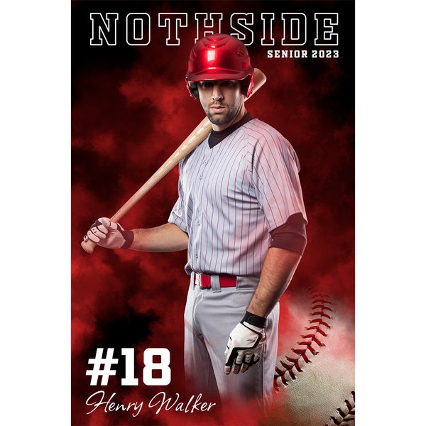 Baseball Digital Print Banner Poster | Senior Baseball Sports Templates | Easy to Edit | Instant Download I Photoshop Collage Template