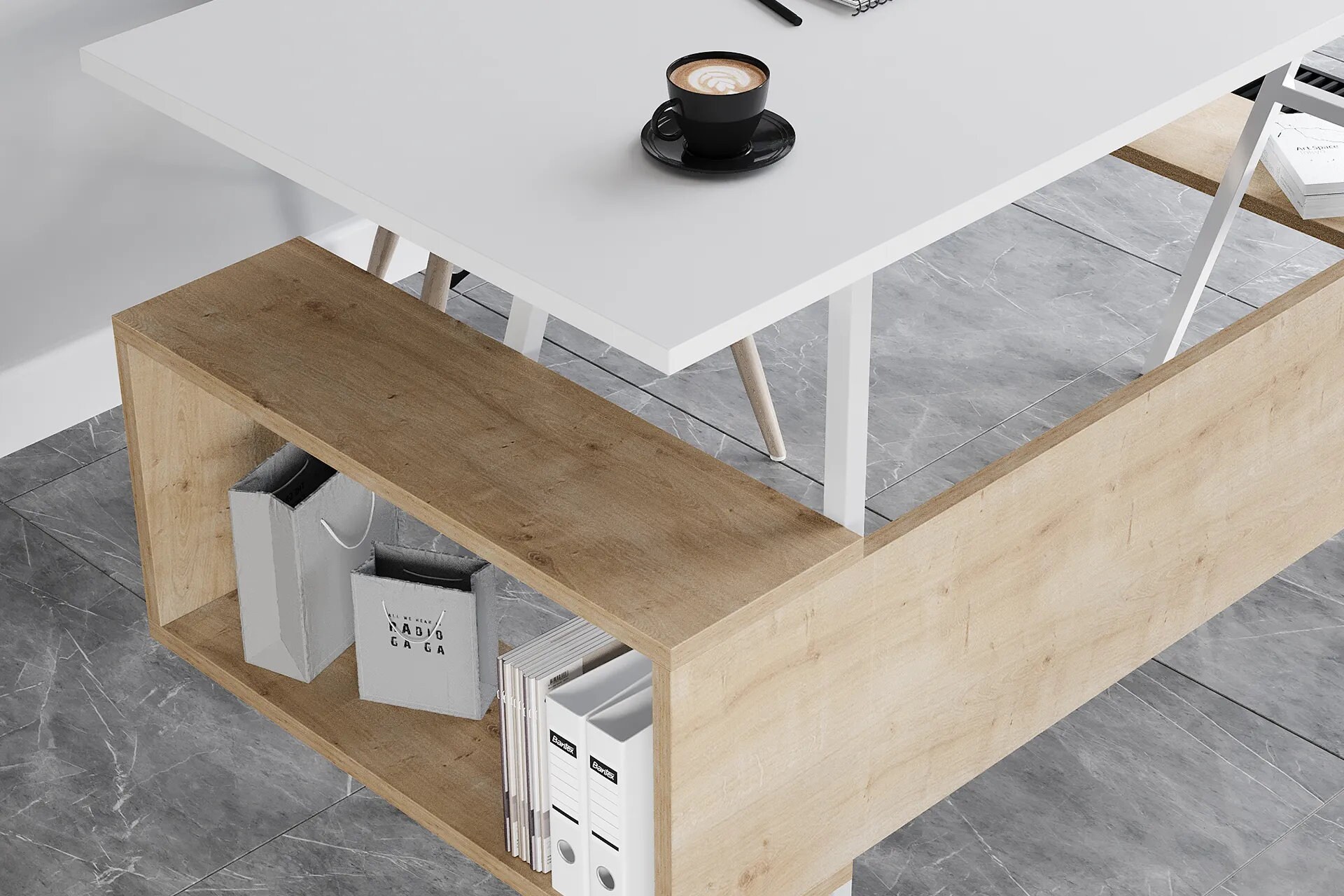 Minimalist Design Office Desk Black Walnut and White Oak - Etsy