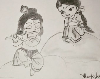 Customised Hand Made Sketches on Paper Sheet radha Rani and - Etsy Israel Customised Hand Made Sketches on Paper Sheet radha Rani and - Etsy Israel