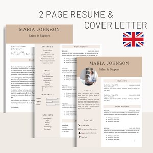 Plantilla Profesional Moderna de CV de Dos Páginas en Inglés para Word con Carta de Presentación | Fácil de Usar | DESCARGA INSTANTÁNEA