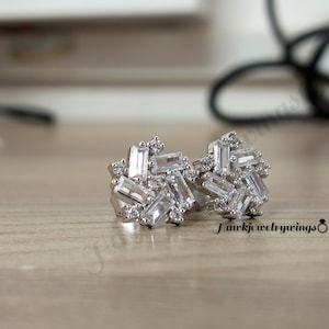 【1】ユミカツラ　イヤリング 2ct Baguette Cut Diamond Art Deco Earring / Cluster Stud