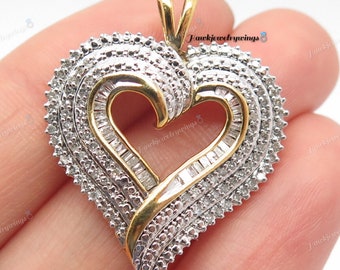 2Ct Round Cut Lab Created Diamond Open Heart Pendant 14K Yellow Gold Plated Silver Women's Anniversary &  Girls Best Birthday Gift.