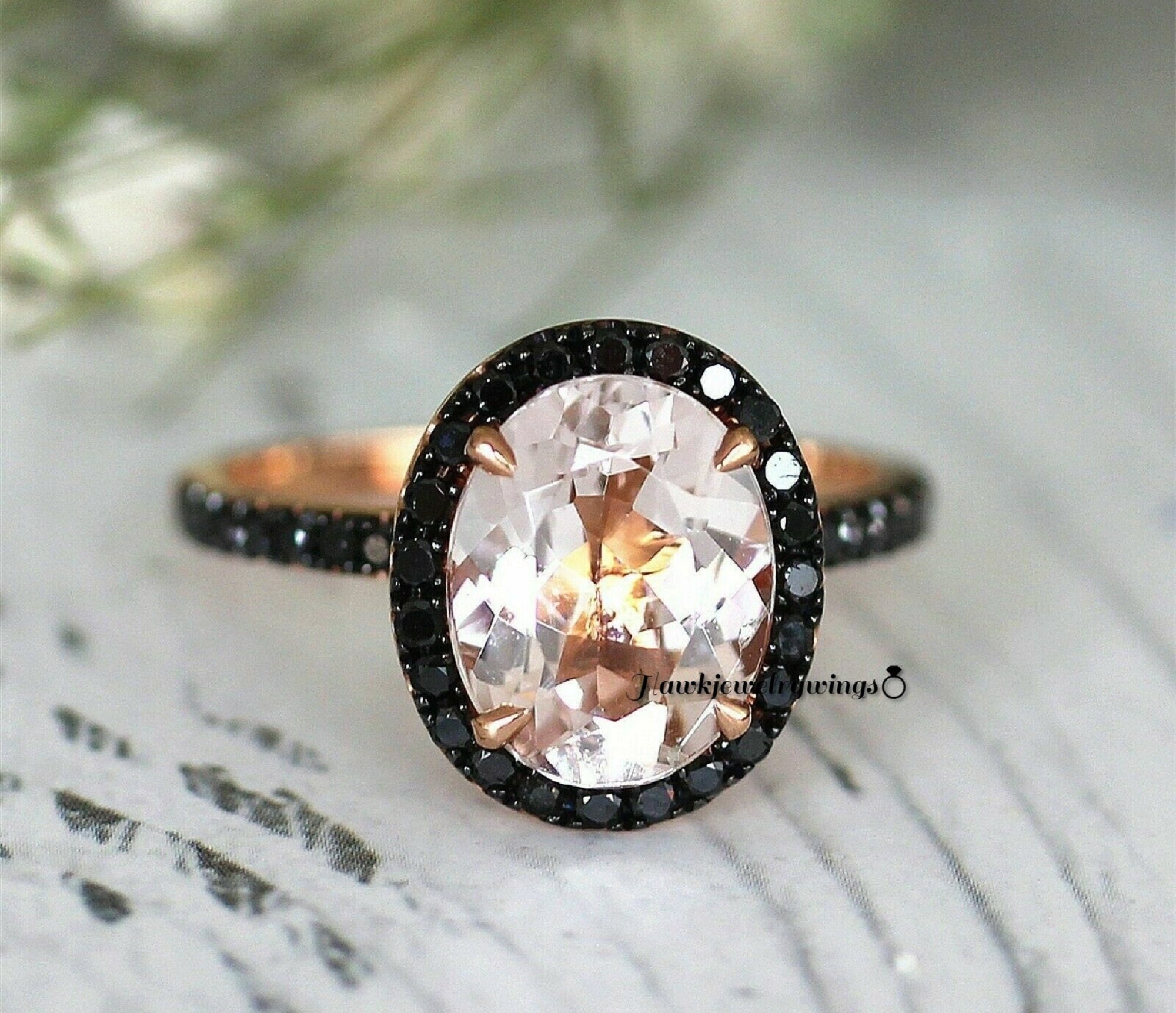 Anillo de compromiso con halo de morganita de corte ovalado de 2,50 quilates, acabado en oro rosa de 14 k, plata de ley 925, anillo de aniversario, el mejor regalo de anillo de morganita