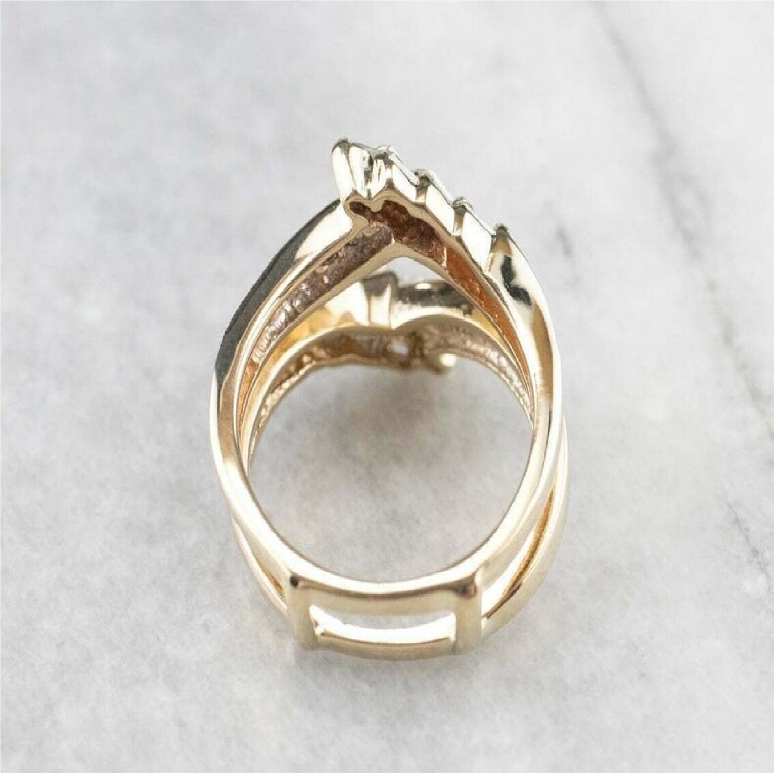 1.00ct Round & Baguette Cut Diamond 14K Yellow Gold Finish Wedding ...