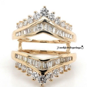 3Ct Diamond Wedding Enhancer Wrap Guard Ring 14k Yellow Gold Plated, Sterling Silver,Enhancer Rings, Wedding Band Sets , Best Gift For Her