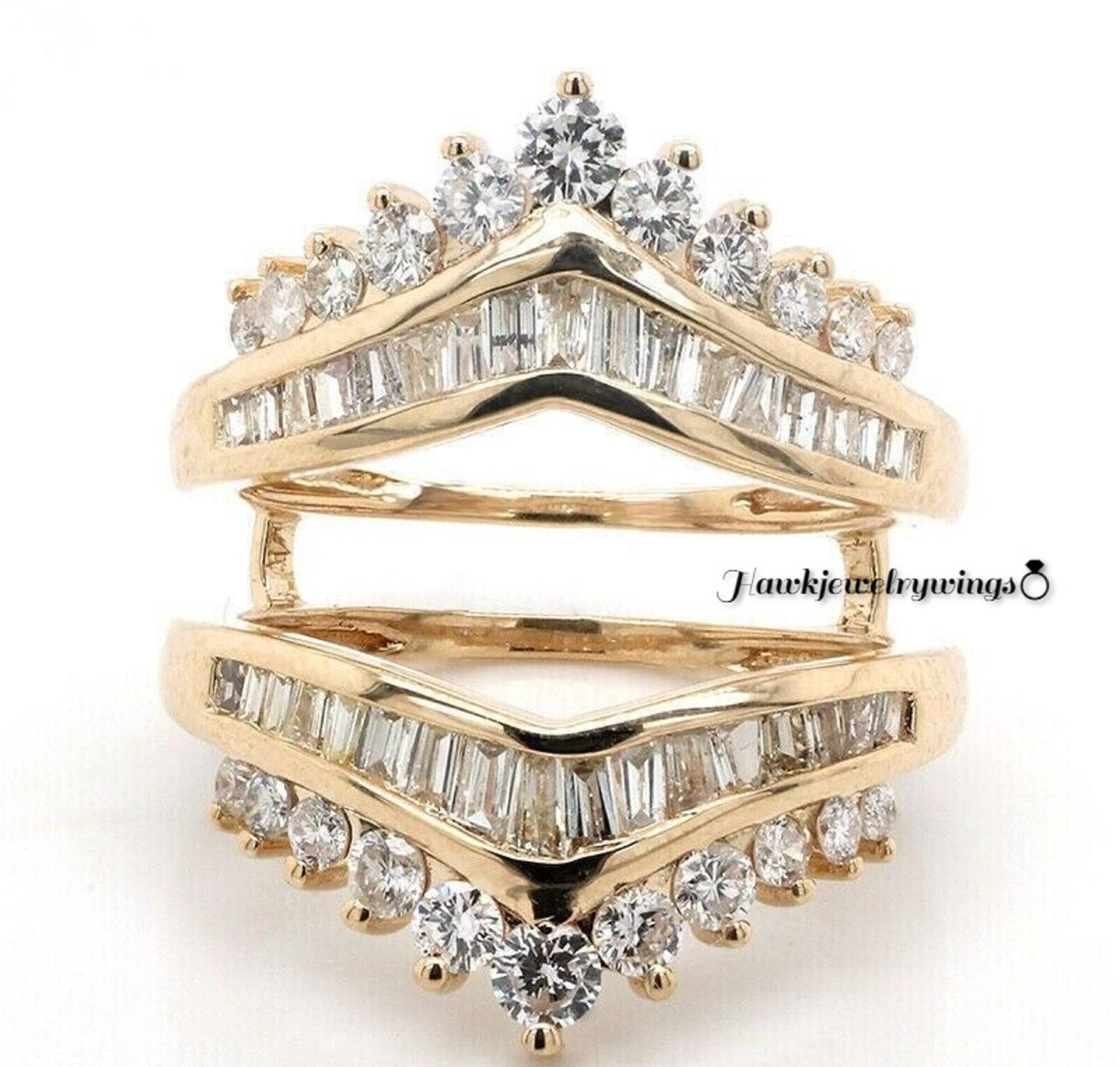 3Ct Diamond Wedding Enhancer Wrap Guard Ring 14k Yellow Gold Plated, Sterling Silver,Enhancer Rings, Wedding Band Sets , Best Gift For Her