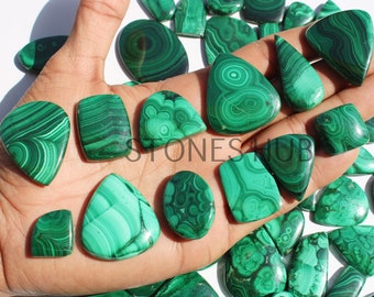 Natural Malachite Loose Cabochons Lot, Multi Shape Cabochones For Jewellery Making, Cabochons For Wire Wrapping, Bulk Gemstone Lot
