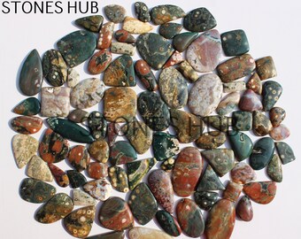 Natural Mix Ocean Jasper Loose Cabochons Lots, Multi Shape Cabochones For Jewellery Making, Cabochons For Wire Wrapping, Bulk Gemstone Lots