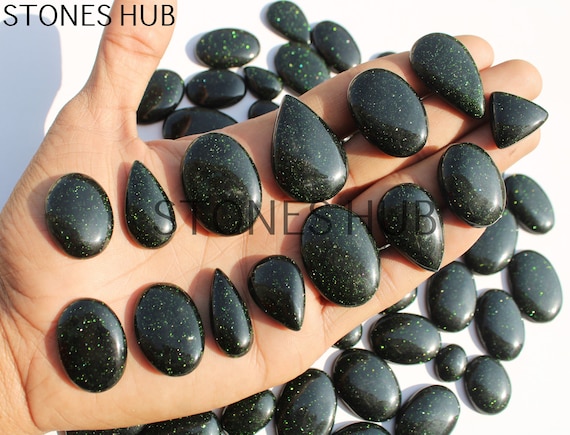 Green Goldstone Cabochons Lots, Multi Shape Cabochones For Jewellery Making, Cabochons For Wire Wrapping, Beautiful Wholesale Gemstone Lot