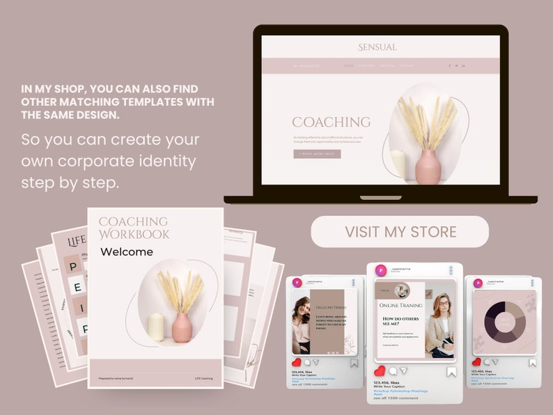 Feminine Website Theme WordPress Template Elementor Coaching kit Boho Design for Woman Rose Minimal 2023 Modern image 10