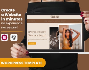 Urban Website Theme Wordpress coach Template Feminine Boho Modern Website Design Elementor Template - create website Brown