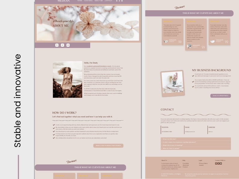 Feminine Website Template Wordpress coaching Theme Coach Feminine Website Design Nude Elementor Template Purple boho create website image 4