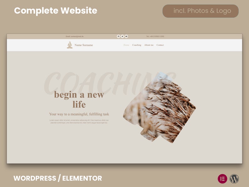 Website Template, Website Theme, wordpress Template, Wordpresss Theme, Coaching Website, Feminine Wordpress, Wordpress Website, Wordpress Design, Website Design, Web Design, Modern Website, wordpress coaching, elementor template,