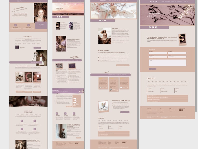 Feminine Website Template Wordpress coaching Theme Coach Feminine Website Design Nude Elementor Template Purple boho create website image 6