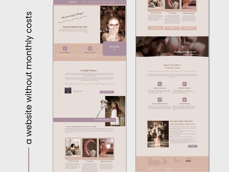 Feminine Website Template Wordpress coaching Theme Coach Feminine Website Design Nude Elementor Template Purple boho create website image 2