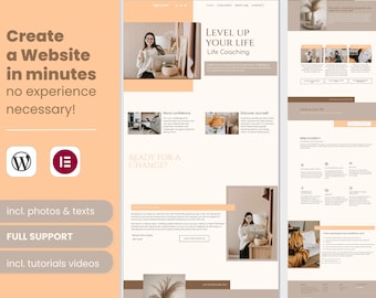 Coaching Website Theme Wordpress Template Feminine Wordpress Modern Website Design Elementor Template orange boho minimalist create website