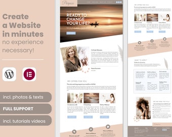 Coaching Website Template Theme Wordpress Template Feminine Wordpress Modern Website Design Elementor Template create website