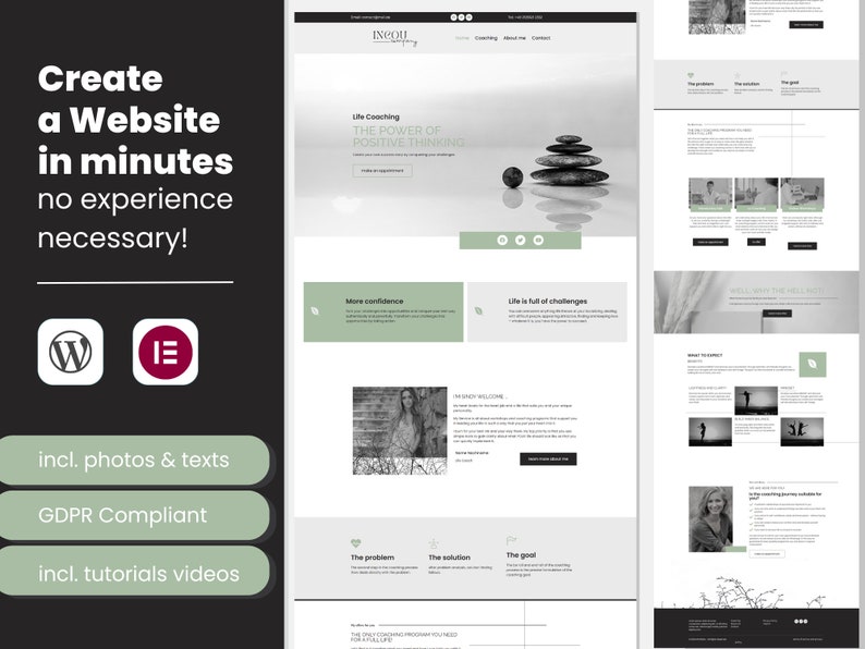 Website Template, Website Theme, wordpress Template, Wordpresss Theme, Coaching Website, Feminine Wordpress, Wordpress Website, Wordpress Design, Website Design, Web Design, Modern Website, wordpress coaching, elementor template,