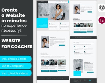 Coaching Website Template Theme Wordpress Template Feminine Wordpress Modern Website Design Elementor Template create website