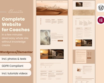 Coaching Website Template Theme Wordpress Template Feminine Wordpress Modern Website Design Elementor Template create website Boho Nude