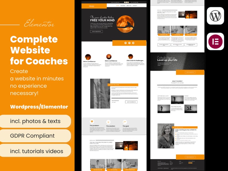 Website Template, Website Theme, wordpress Template, Wordpresss Theme, Coaching Website, Feminine Wordpress, Wordpress Website, Wordpress Design, Website Design, Web Design, Modern Website, wordpress coaching, elementor template,