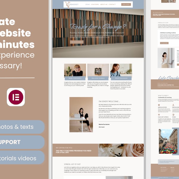 Site de coaching complet Template Wordpress pour coach (Wordpress Elementor) wordpress theme coaching Template - Website Template Elementor