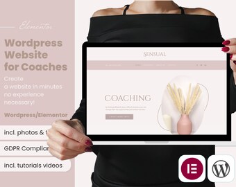 Feminine Website Theme Wordpress Template Coach Boho Website Design Elementor Template - rose create Woman website