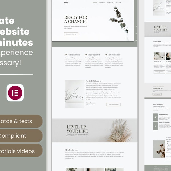 Coaching Website Template Theme Wordpress Template Feminine Wordpress Modern Website Design Elementor Template create website