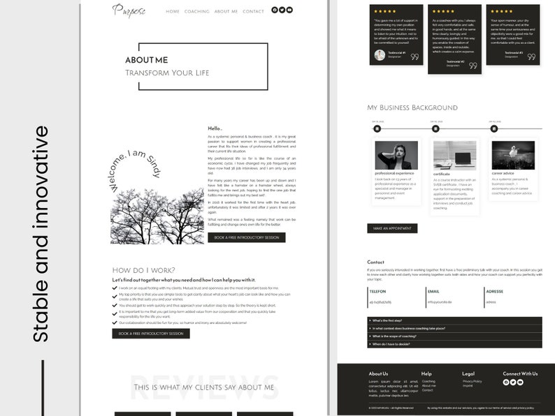 Minimalist Website Template Wordpress Theme Coach clean Modern Website Design Elementor Template Simple create website image 3