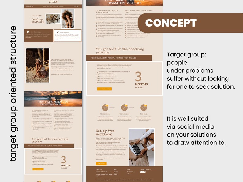 Boho Website Template, Urban Website Theme, wordpress Template, Wordpresss Theme, Coaching Website, Feminine Wordpress, Wordpress Website, Wordpress Design, Website Design, Modern Website, wordpress coaching, elementor template, coach wordpress theme