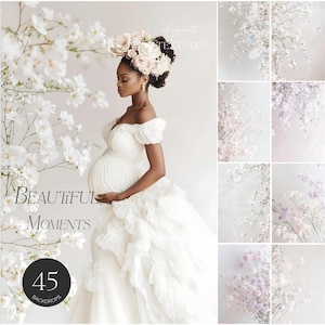 45 Floral Maternity Digital Backdrops: Dreamy Photo Backgrounds (JPG)