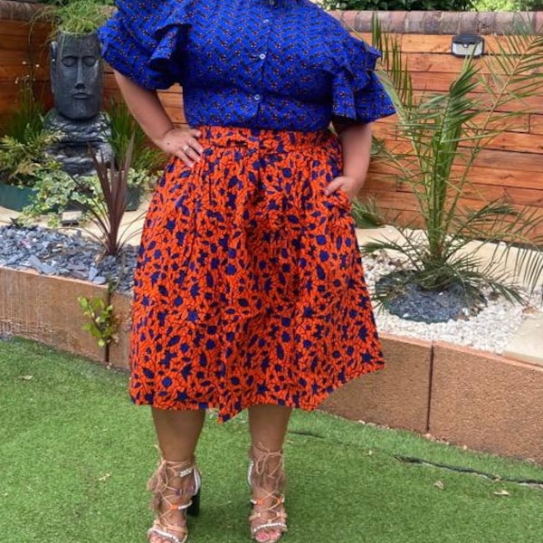 Ankara set, African design skirt and blouse 14,16,18