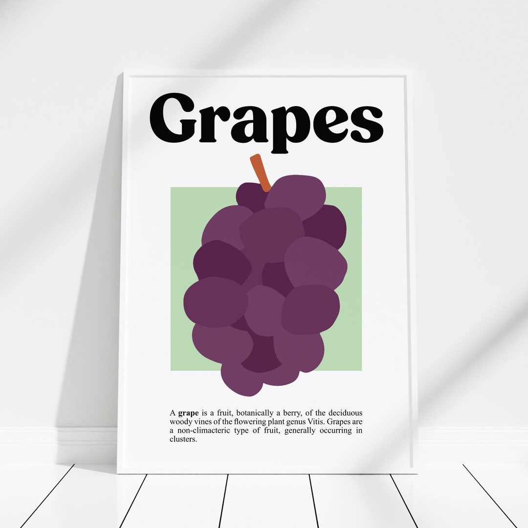 Grapes Fruit Print Grape Poster Digital Download Minimalistic Art Print