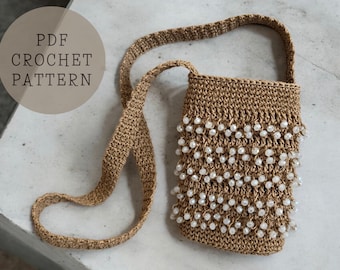 Crochet Beaded Mini Bag Pattern: Paper Yarn Crossbody (PDF Pattern)