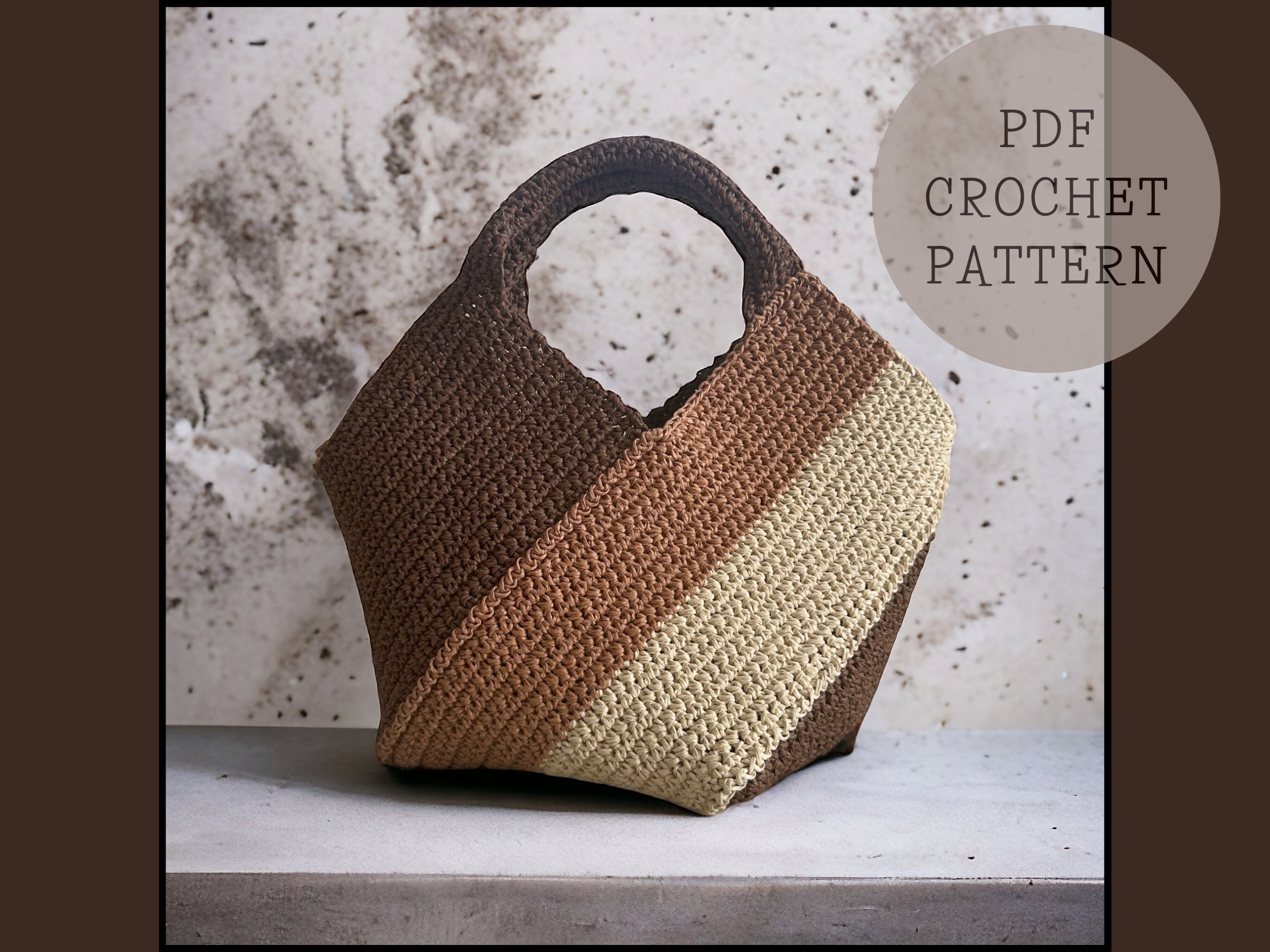 Crochet Puzzle Bag Pattern - Raffia Tote Bag PDF Pattern - One