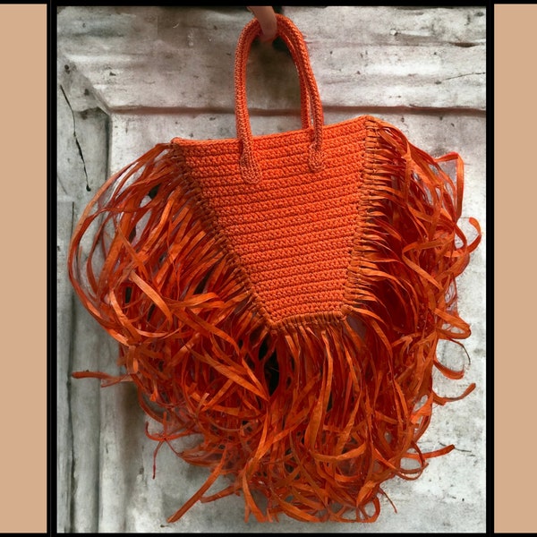 Crochet Boho Fringe Bag Pattern - Easy Summer Tote Bag PDF Pattern