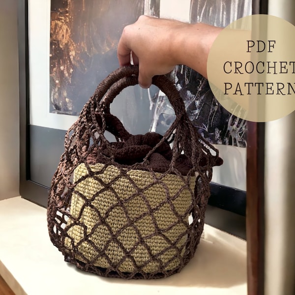 Crochet Basket Bag Pattern, PDF Bucket Bag Pattern