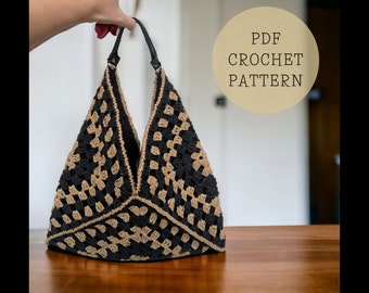 Modello per borsa quadrata della nonna all'uncinetto, modello per