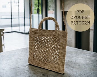 Patrón de bolso de mano de malla de crochet