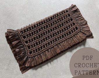 Patrón de bolso de mano con flecos de crochet, patrón de bolso de mano de malla de crochet, patrón de bolso de mano de verano, patrón de bolso con flecos, patrón de bolso con borlas