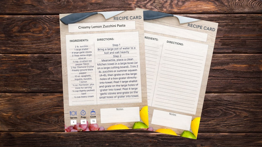 A Simple Recipe Template Printable Recipe Card Family Cookbook Blank ...