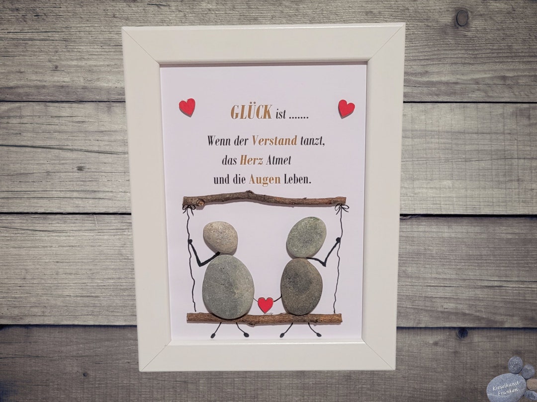 Glück ist Steinbild / Bild mit Spruch, als Geschenk, für jeder Zuhause