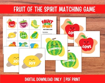 Fruit of the Spirit Matching Game: Sunday School Memory Card Game (PDF)