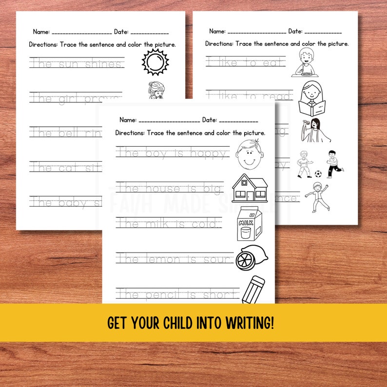 Tracing Sentences Worksheets for Kids, Learn Sentence Structure