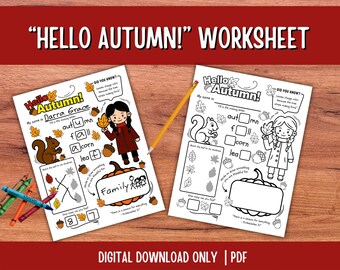 Hallo herfst-werkblad | Afdrukbare herfstactiviteit voor kinderen (pdf)