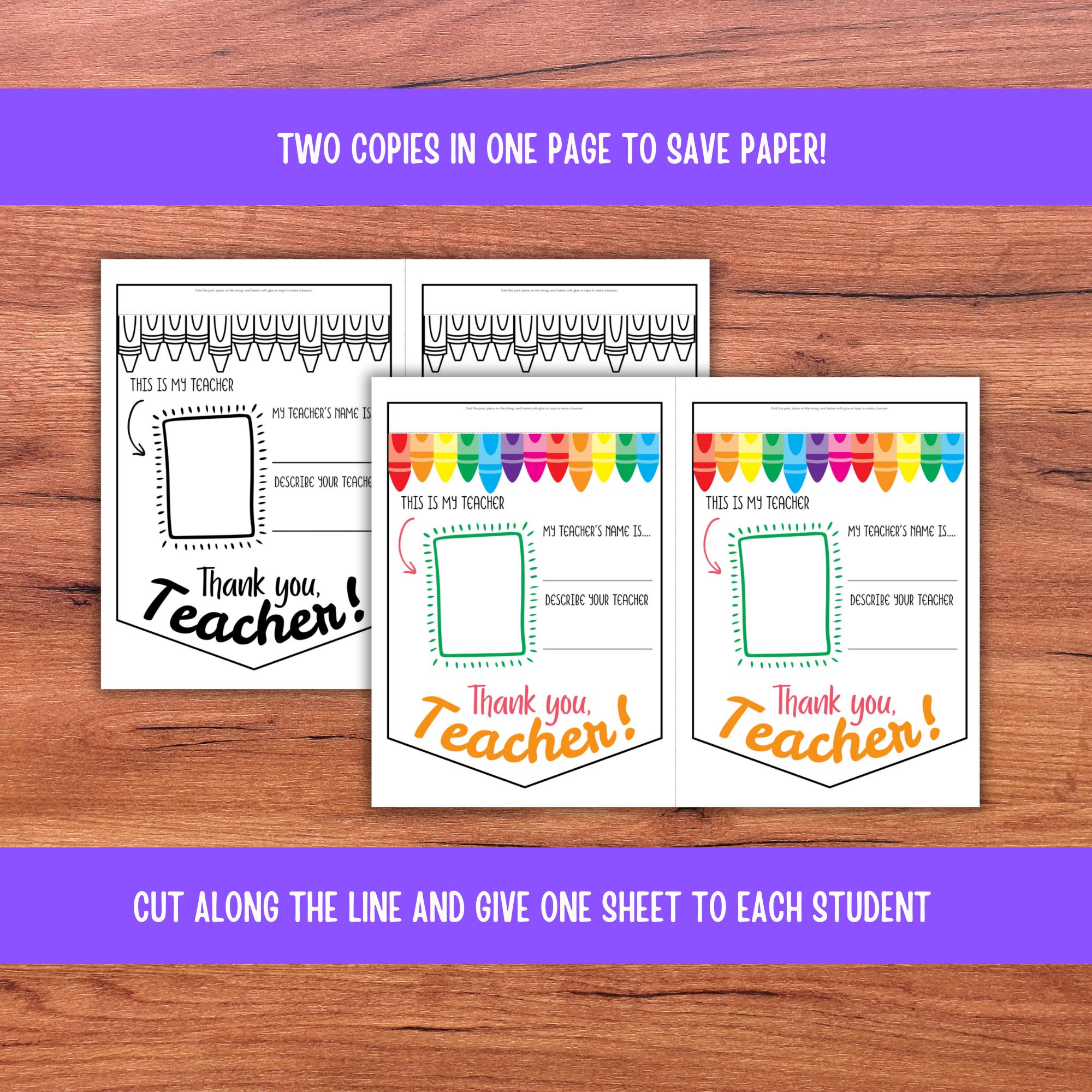 Teacher's Day Banner Worksheet: Classroom Activity (PDF) - Etsy