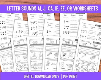 Group 4 - Letter Sounds ai, j, oa, ie, ee, or Worksheets: Early Reading Phonics Activities (PDF)